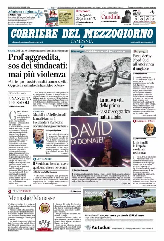 Prima-pagina-corriere del mezzogiorno-del-2024-11-17